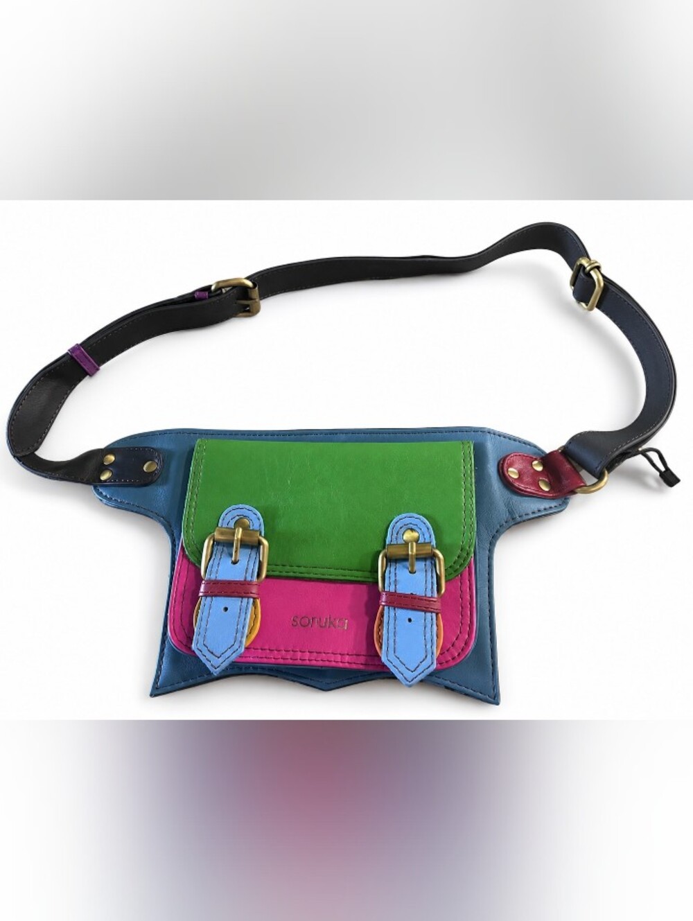 Soruka Colorblock Leather Belt Bag / Waist Pack Recycled Leather Multicolor